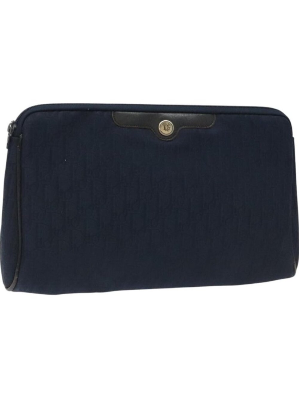 Christian Dior Trotter Canvas Clutch Bag Navy Gold
